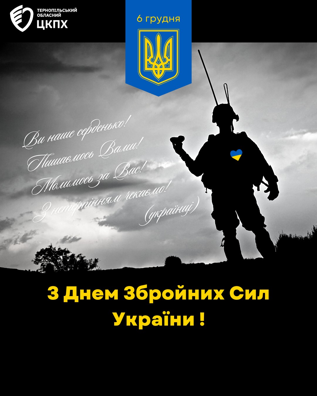 З Днем Збройних Сил України! Вітання генеральної директорки ДУ «Тернопільський ОЦКПХ МОЗ» - головної державної санітарної лікарки Тернопільської області Чайчук Оксани